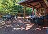 Outdoor dining table & seating around the fire table
