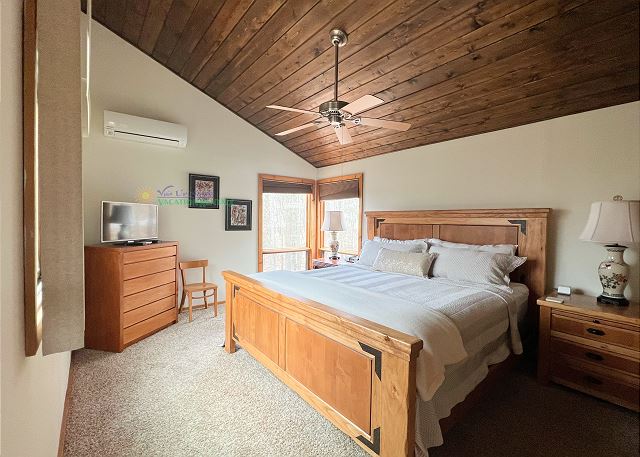 Upstairs master bedroom with king bed. 