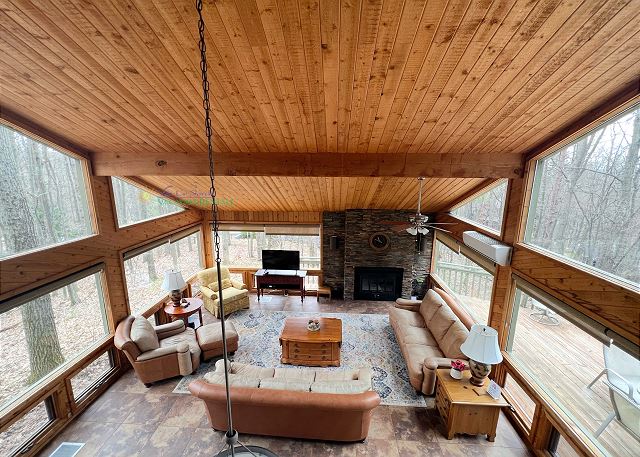 Living room view from upstairs.