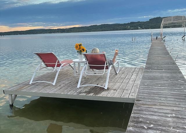 Outdoor Living and Style Blue and Orange Fishing Dock Outdoor