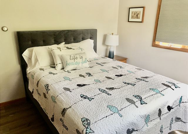 Bedroom with full size bed. 