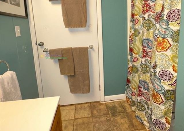Bathroom with shower only. 