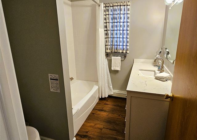 Downstairs bathroom with shower/tub combo