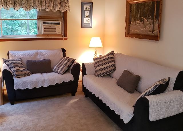WiFi, smart TV, DVD player, Window A/C, smoke alarms
