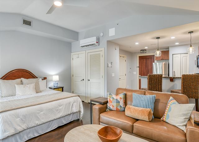 Studio w/ pool courtyard view and full W & D