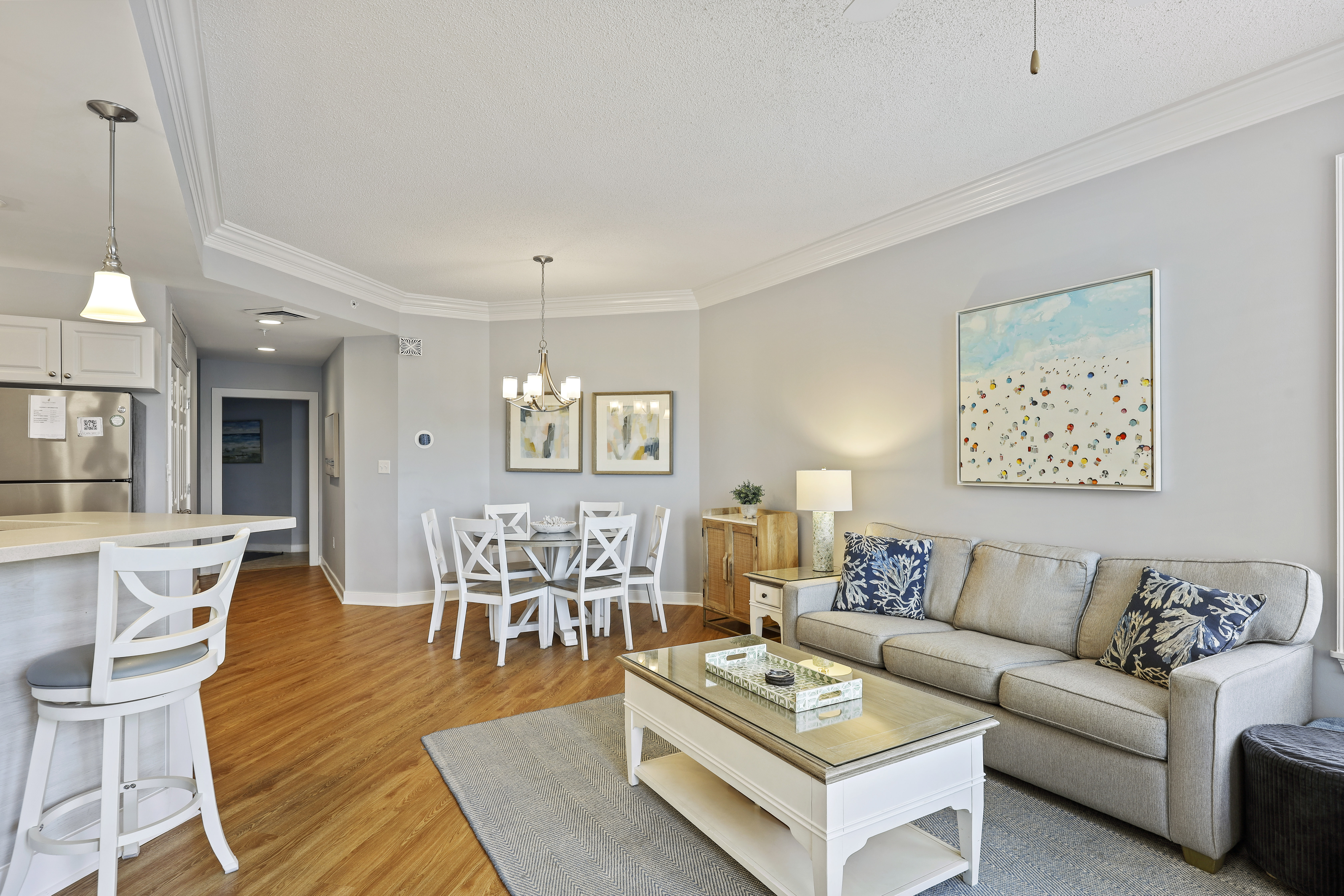2211 Seacrest | Living space with Brand New Dining Table