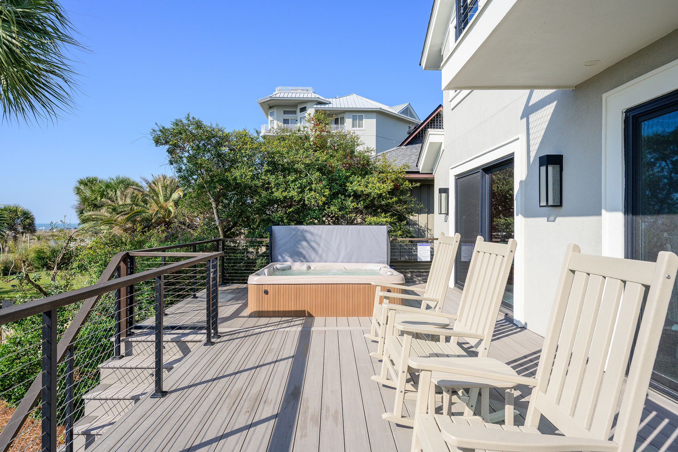 3 Dune Lane | Back Deck w/ seating and hot tub