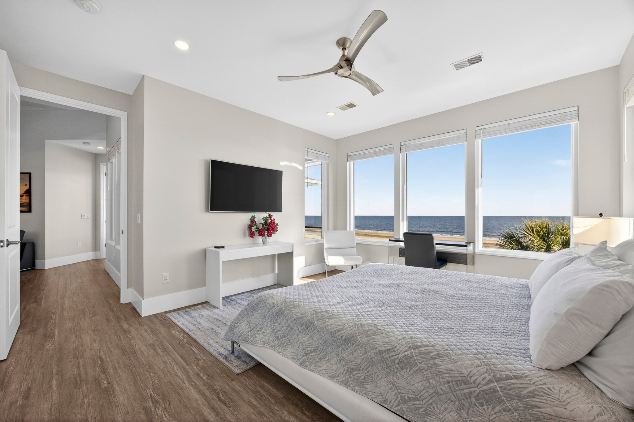 103 Dune Lane | Bedroom 4 King bed w/ desk & ocean views
