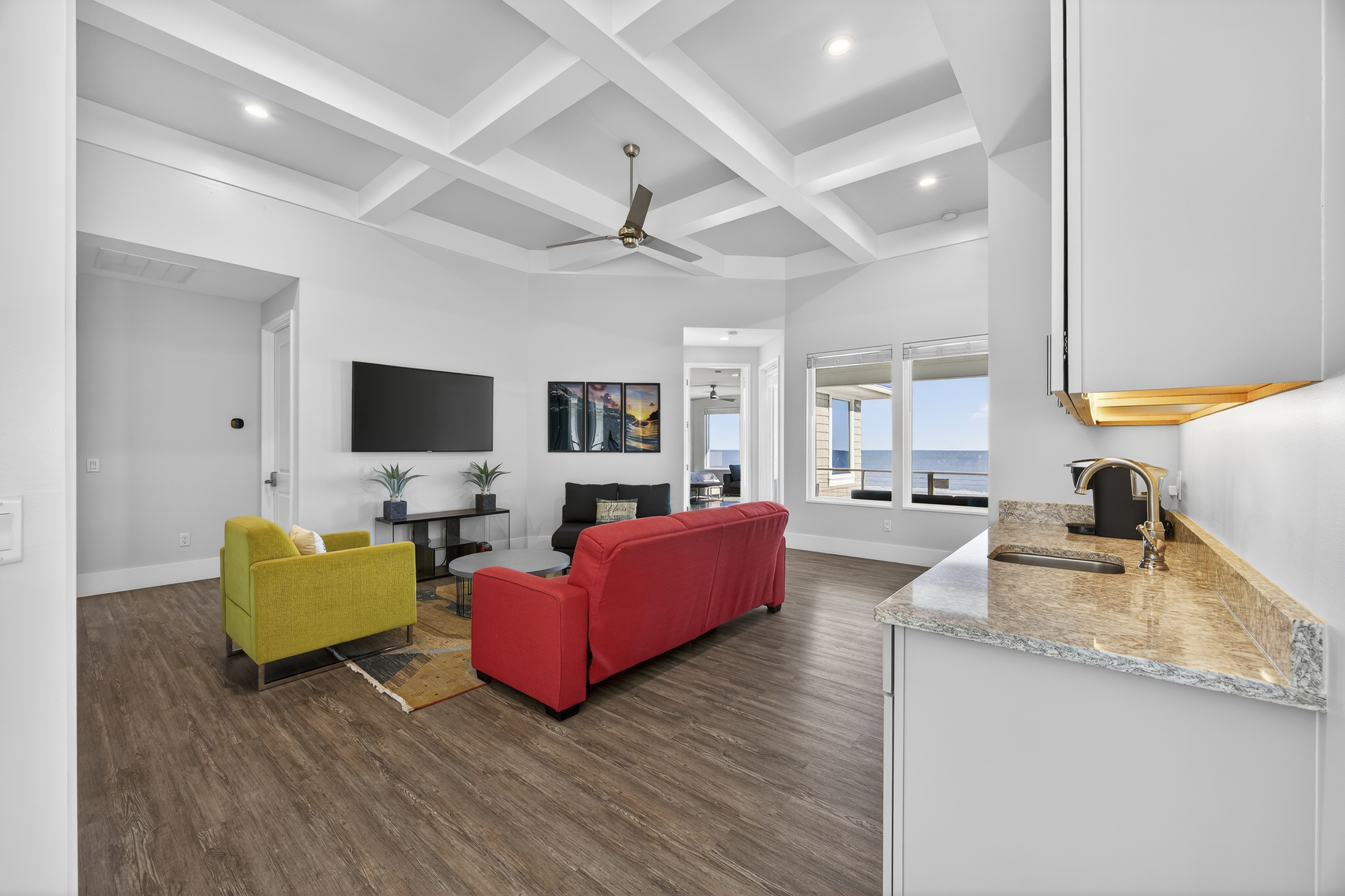 103 Dune Lane | Second floor living room w/ sleeper sofa & wet b