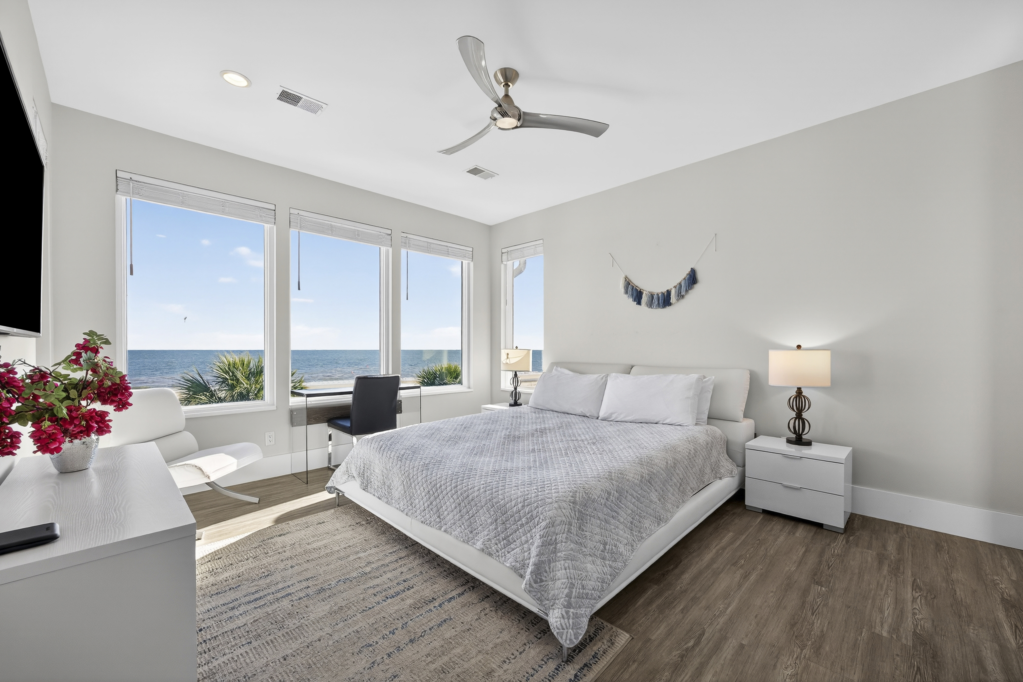 103 Dune Lane | Bedroom 4 King bed w/ desk & ocean views