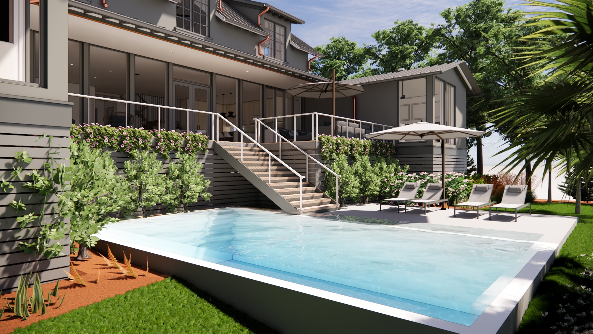 49 Sea Lane | Rear from Pool Corner Rendering