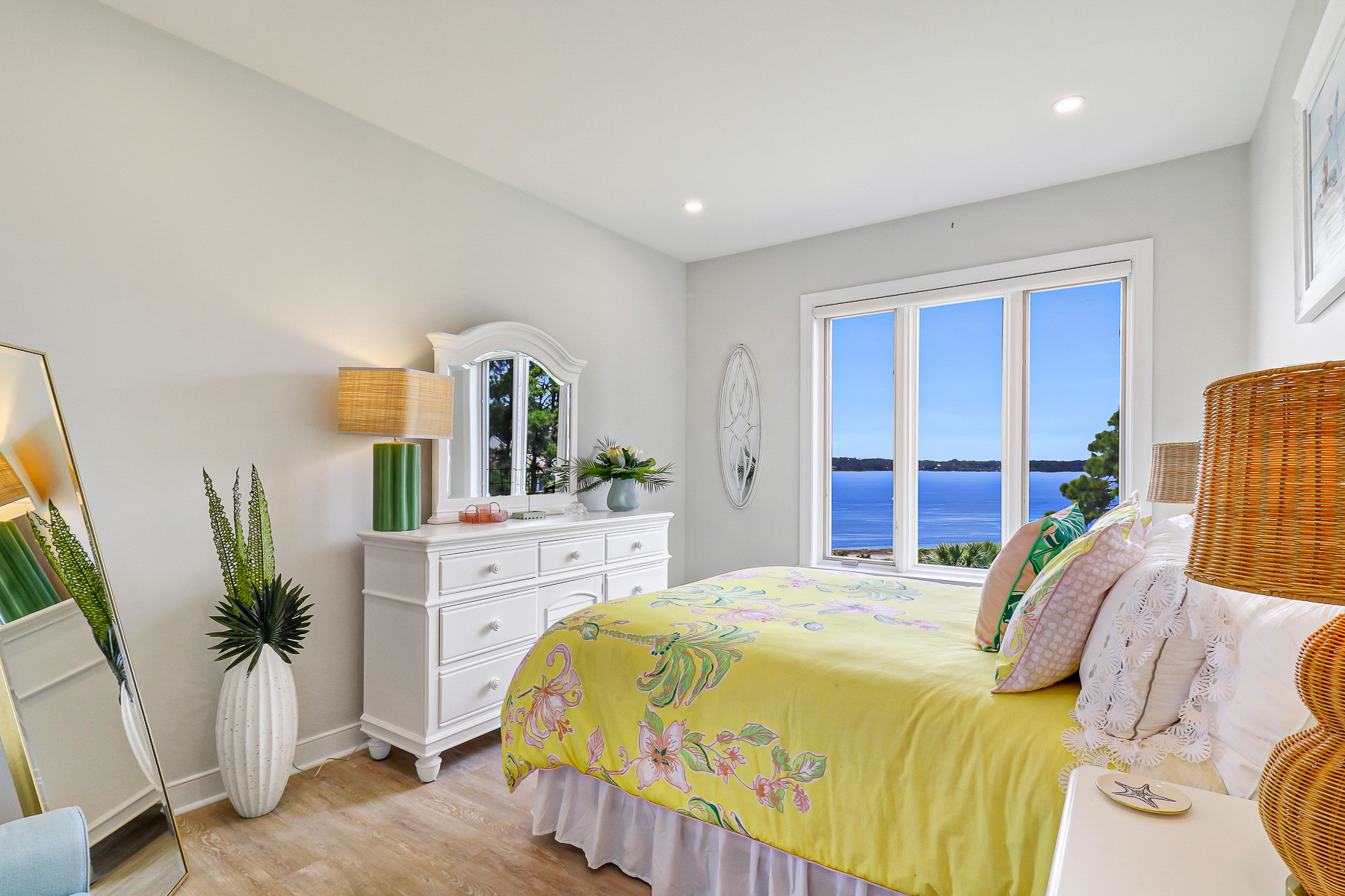 1922 South Beach Lagoon | Bedroom 2 elegant queen suite with TV 