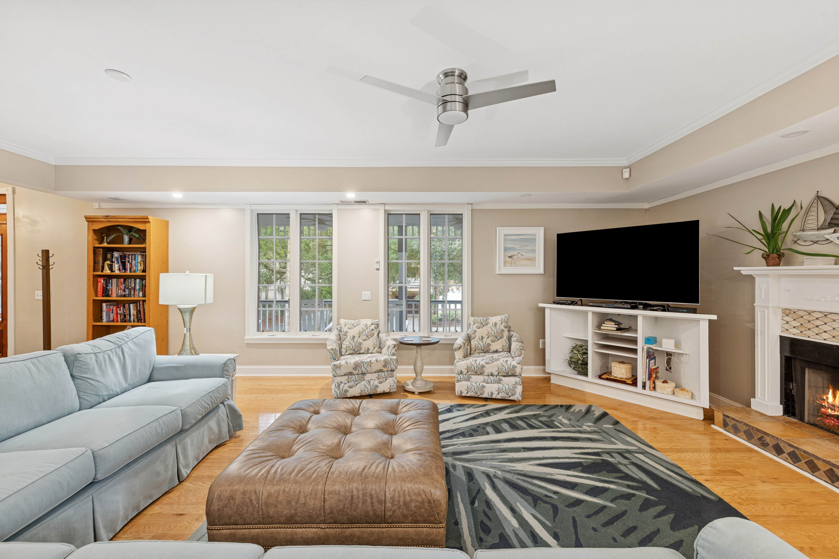 66 Dune Lane | Main Living Room w/ large sofa & Pool Table