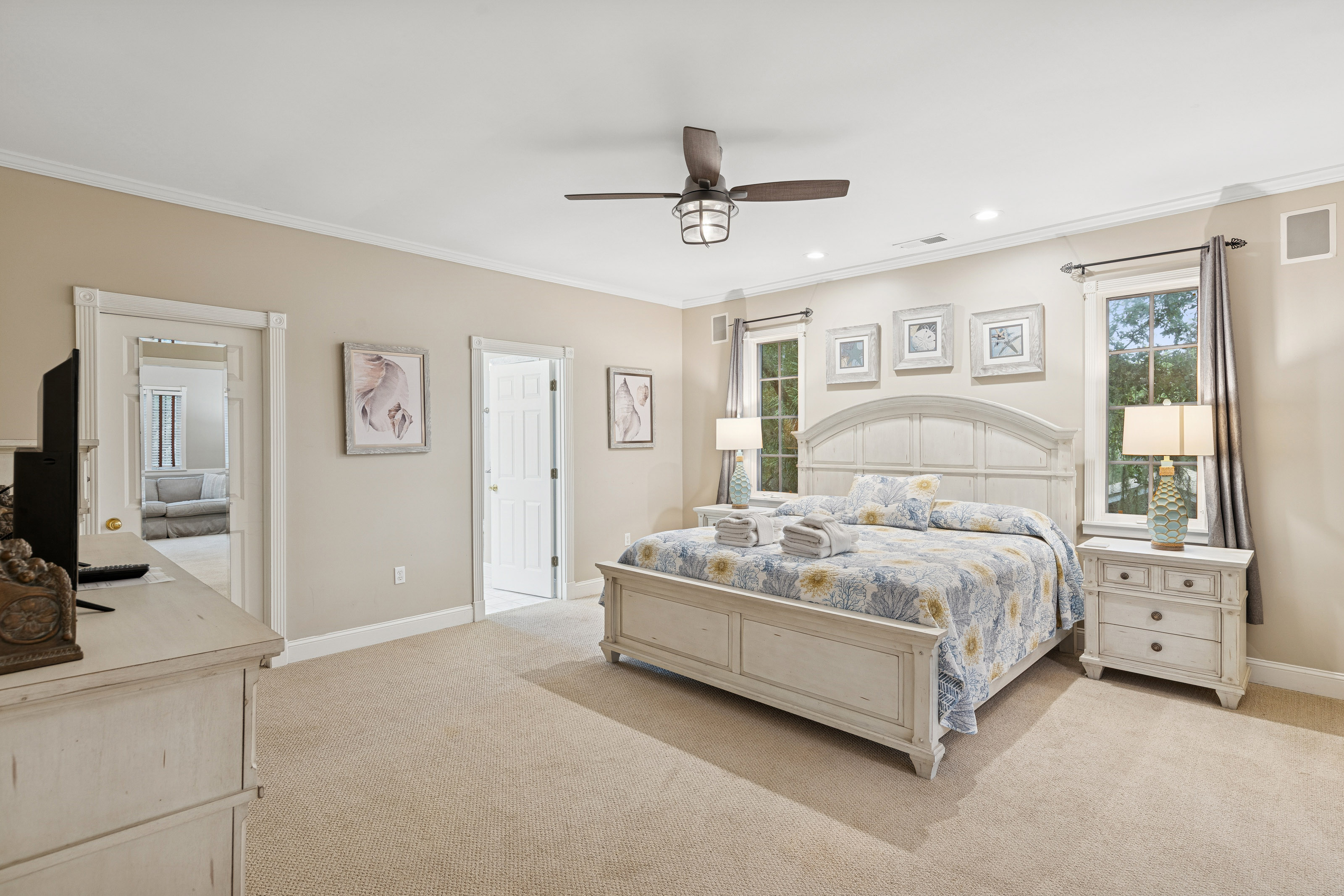 66 Dune Lane | Bedroom 5 King bed, seating area, ensuite bathroo