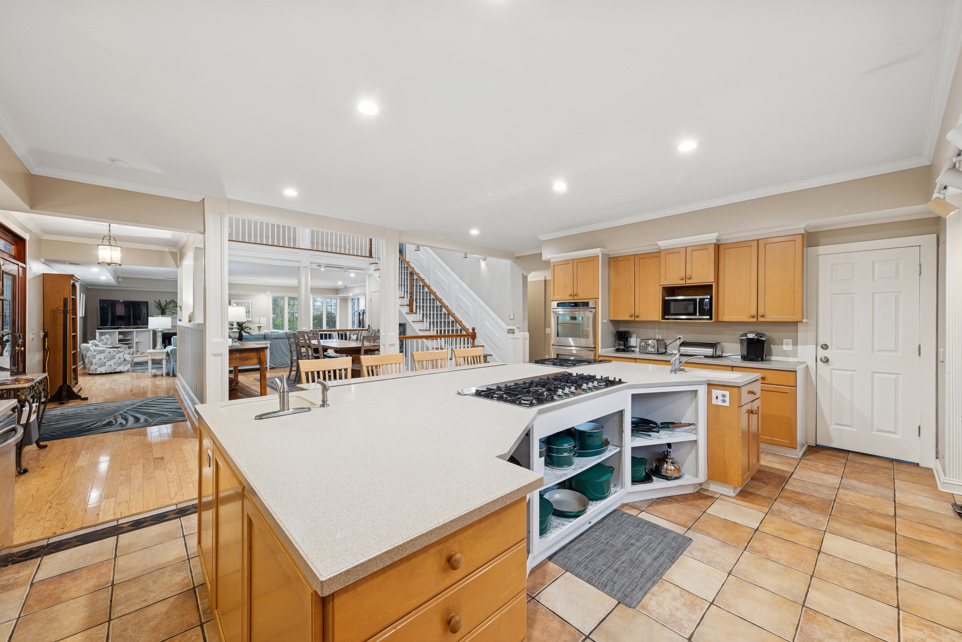 66 Dune Lane | Kitchen w large island & extra seating