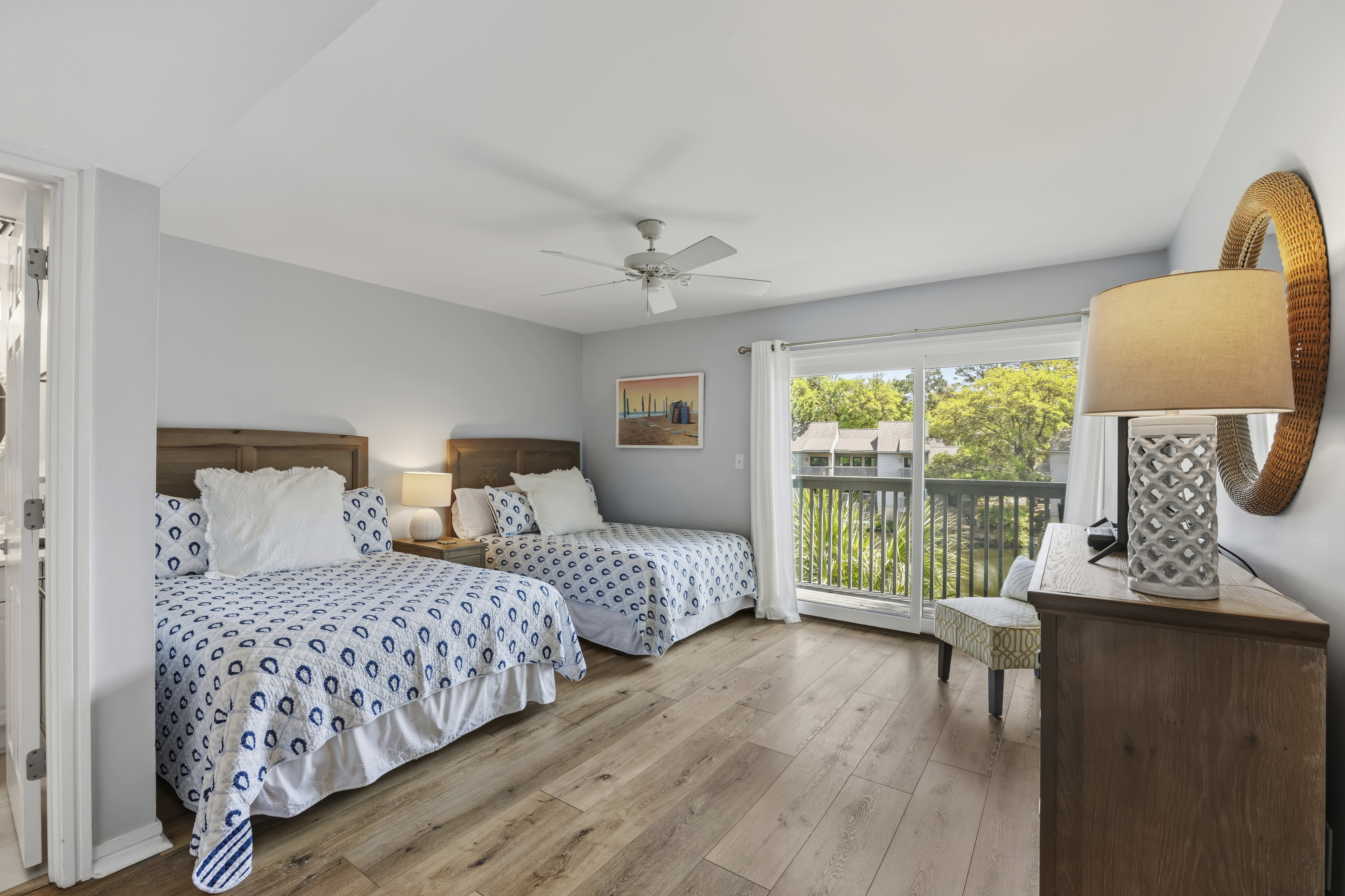 5 Hickory Cove | Bedroom 2 w/ 2 double beds & private balcony