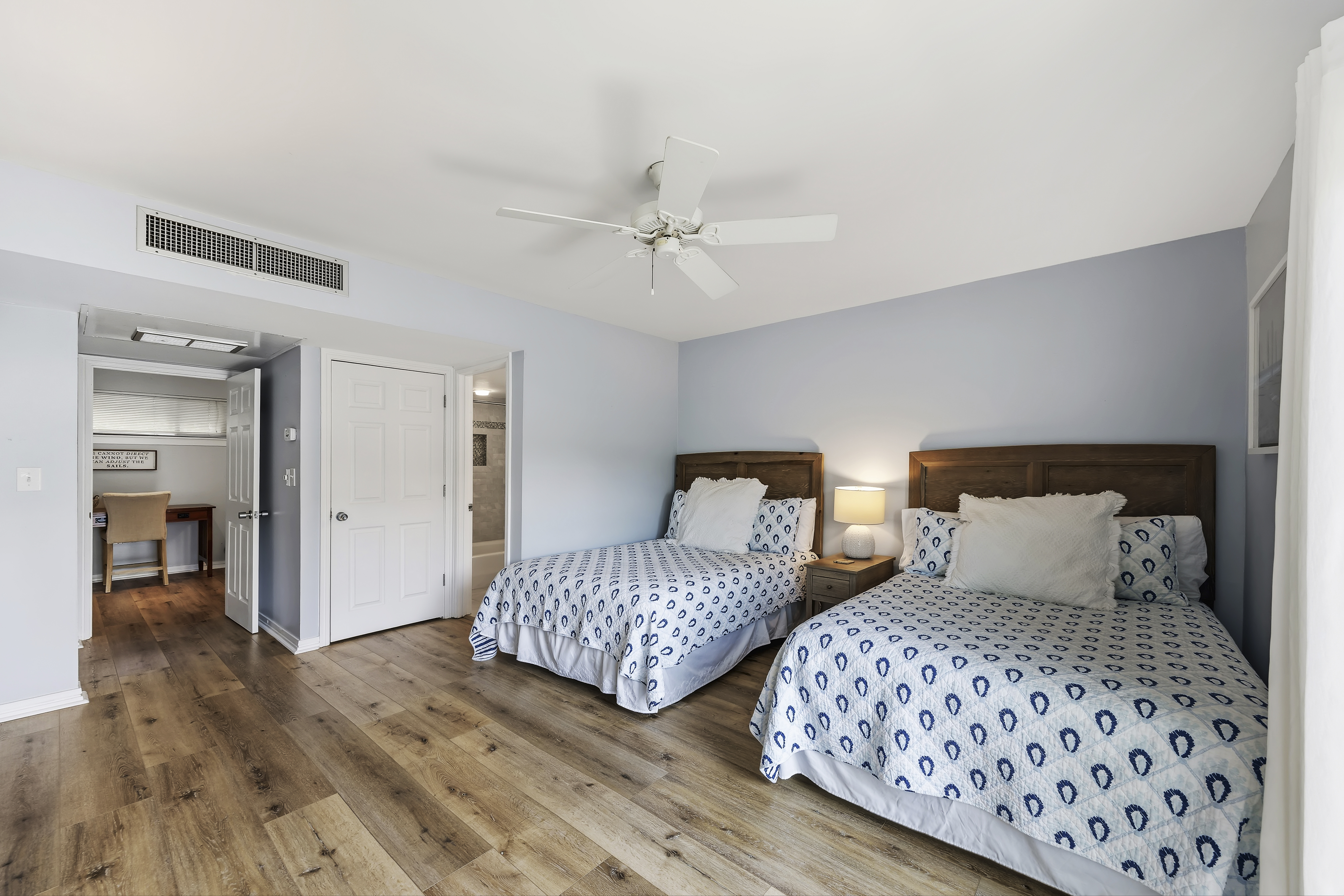 5 Hickory Cove | Bedroom 2 w/ 2 double beds & private balcony
