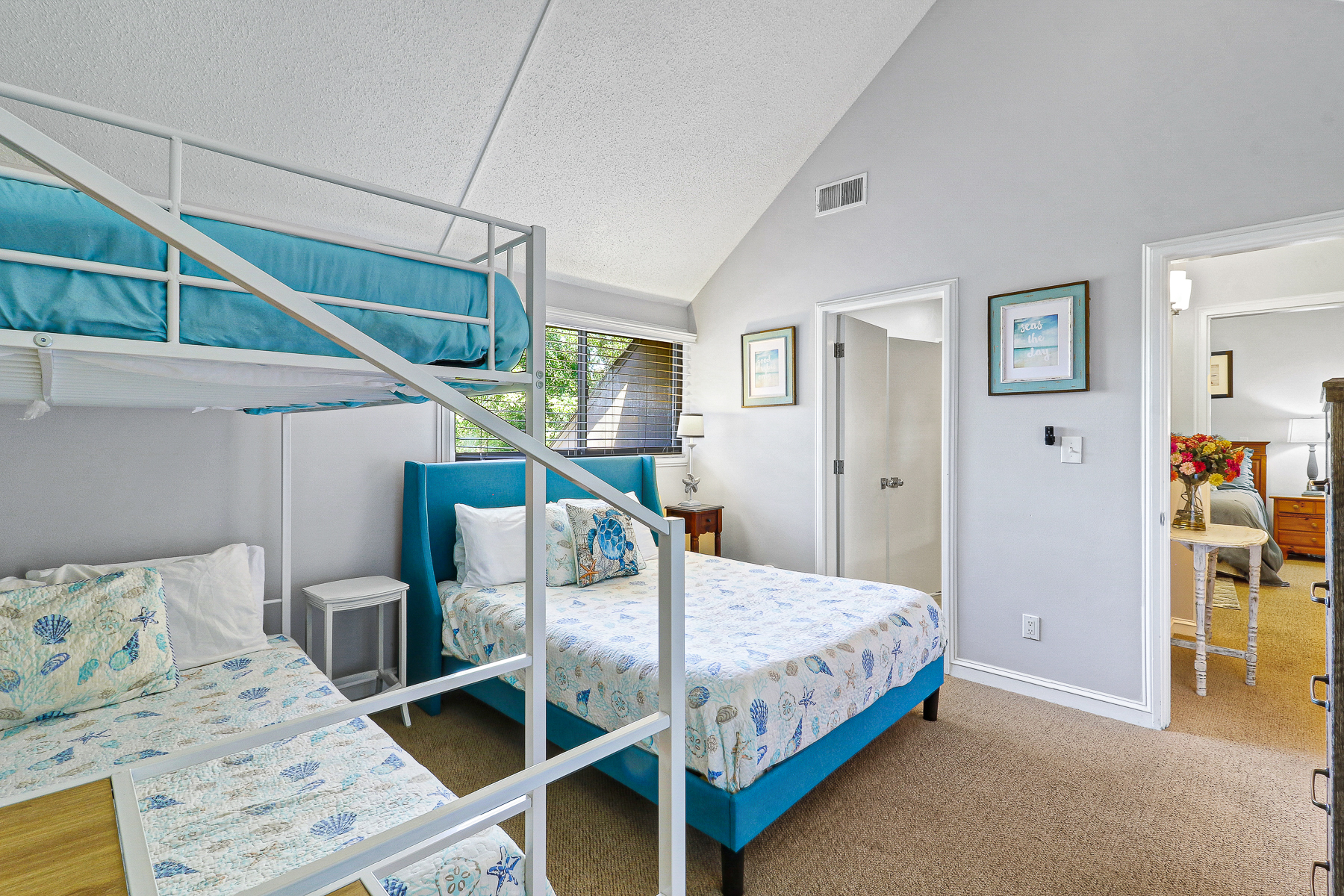 677 Queens Grant | Bedroom 3 Full over Full Bunk & Queen Bed 