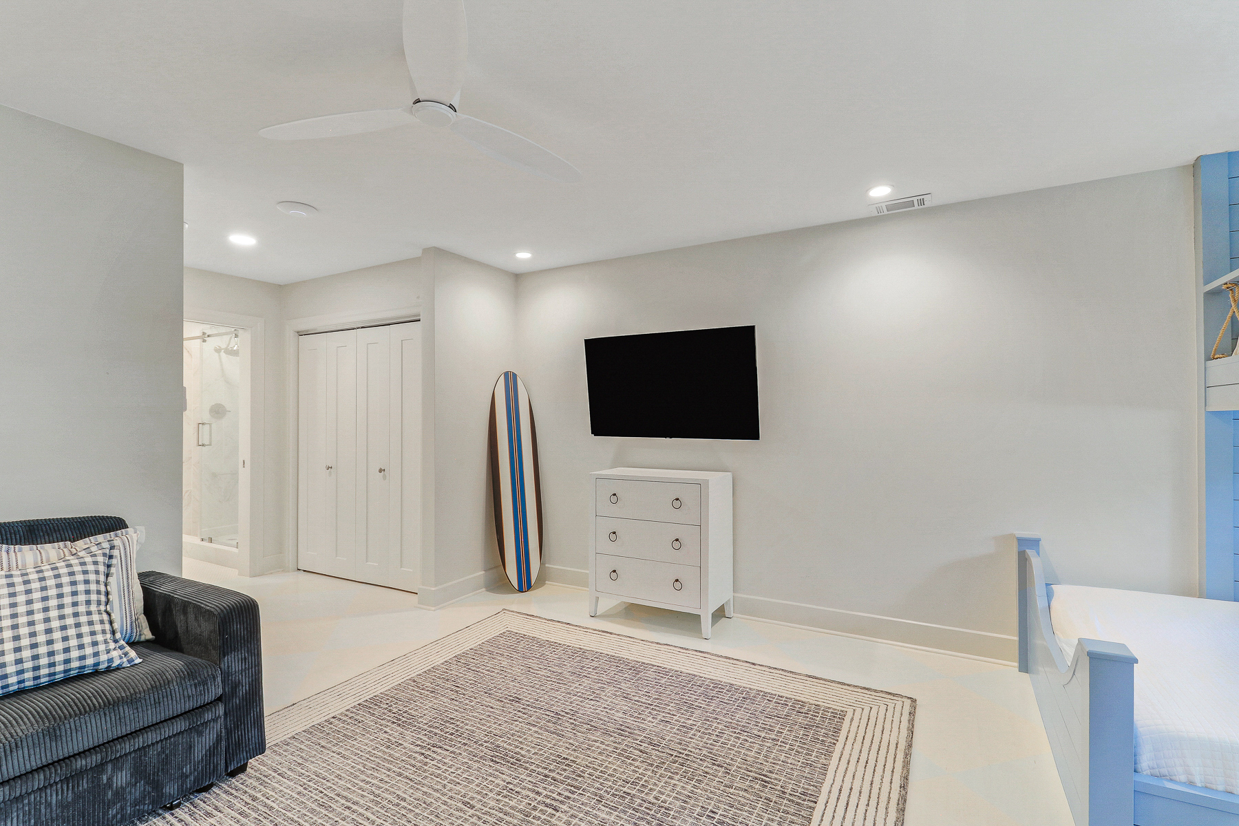 39 Turtle Lane | Bedroom 3 twin over queen bunk beds & cozy sect
