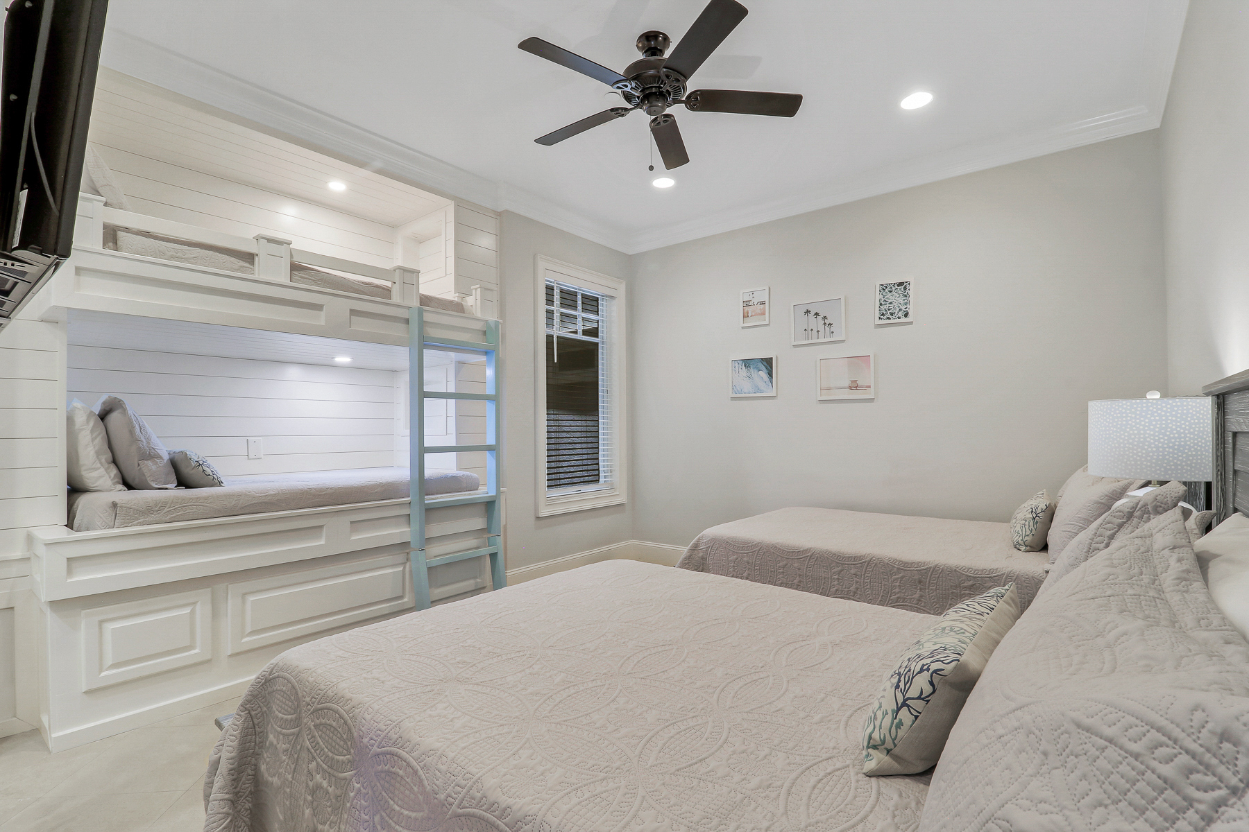 1 Collier Beach Road | Bedroom 2, 2 double beds & twin/twin bunk
