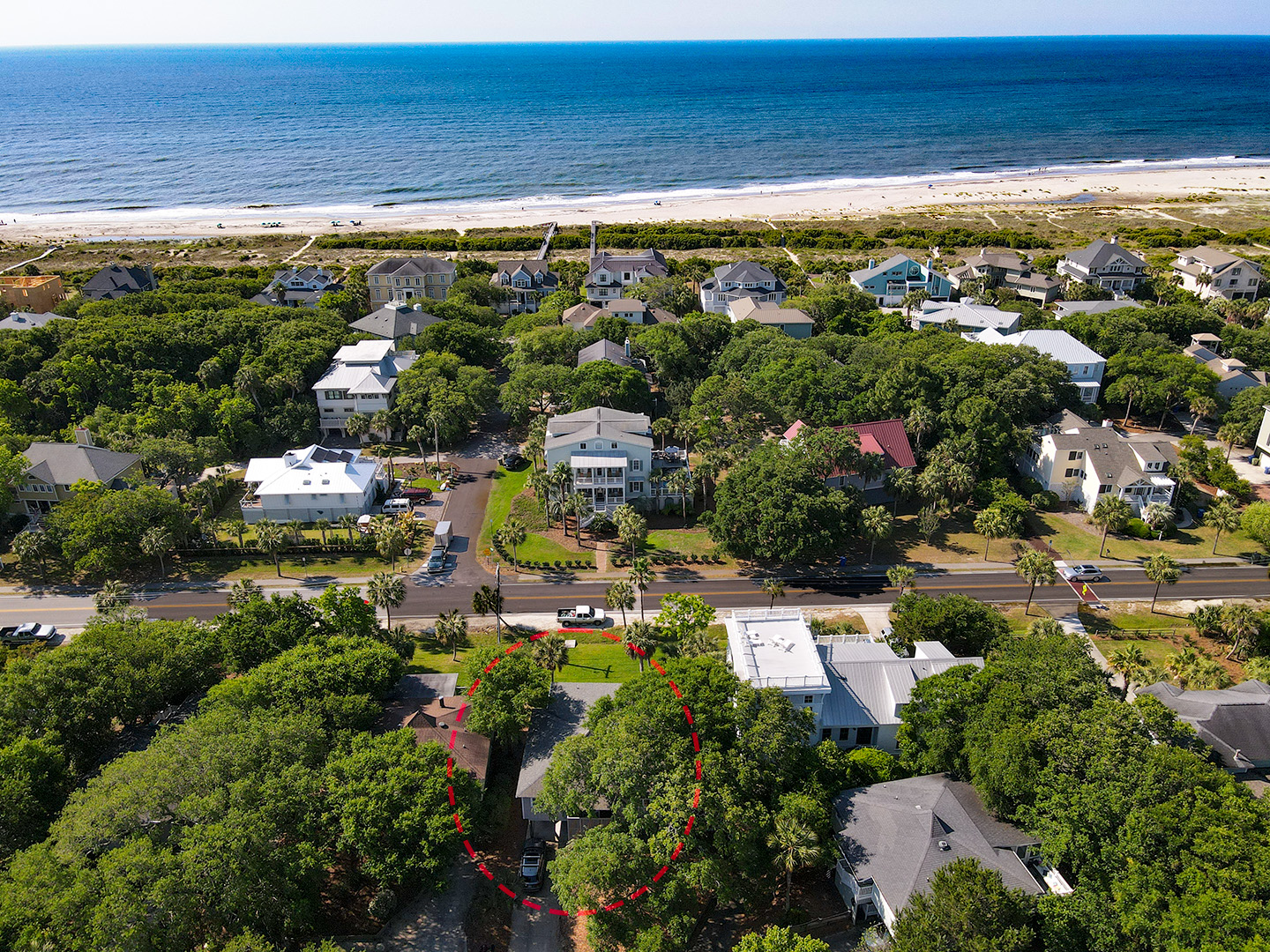 Aerial View Towards Ocean