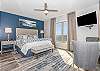 Stunningly decorated, the oceanfront master bedroom has a king-sized bed, table for 2 and accesses the balcony!