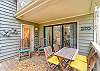 The back deck can be accessed by both the living room and the primary bedroom. 