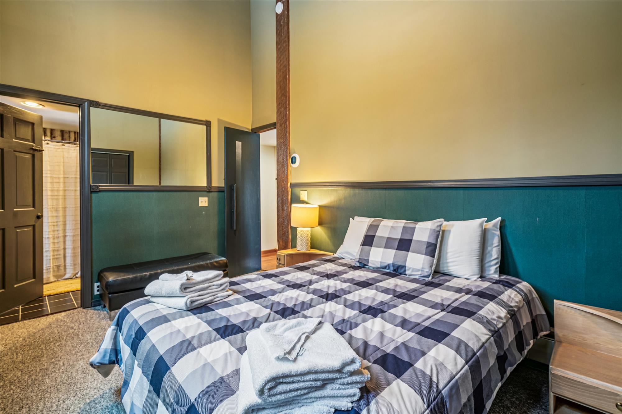 Guest Bedroom with High Ceilings