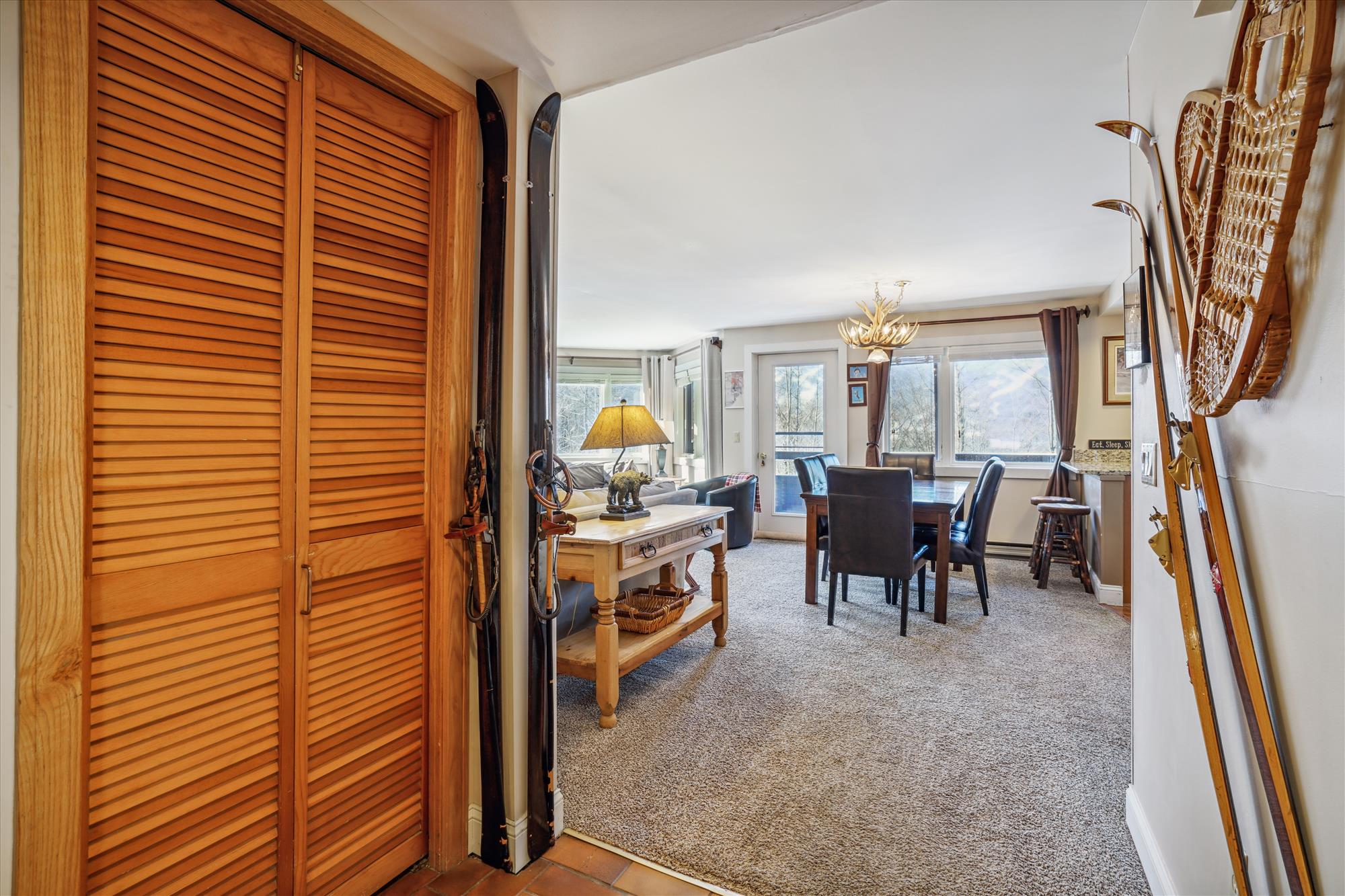 Ski Lodge Entry with Mountain Character