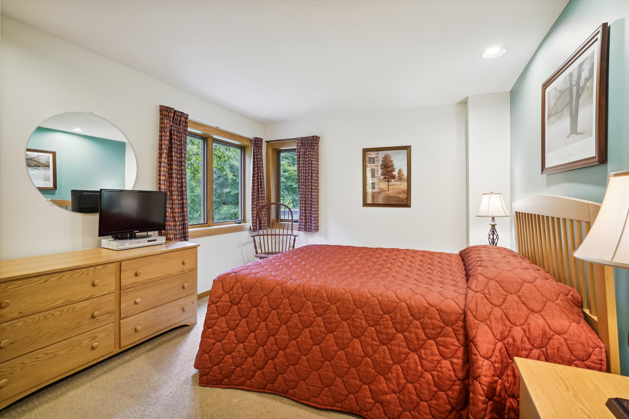 Spacious Guest Bedroom with Warm Accents