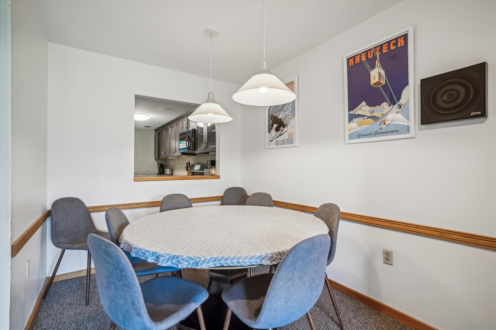 Comfortable Dining Area with Ski-Inspired Decor