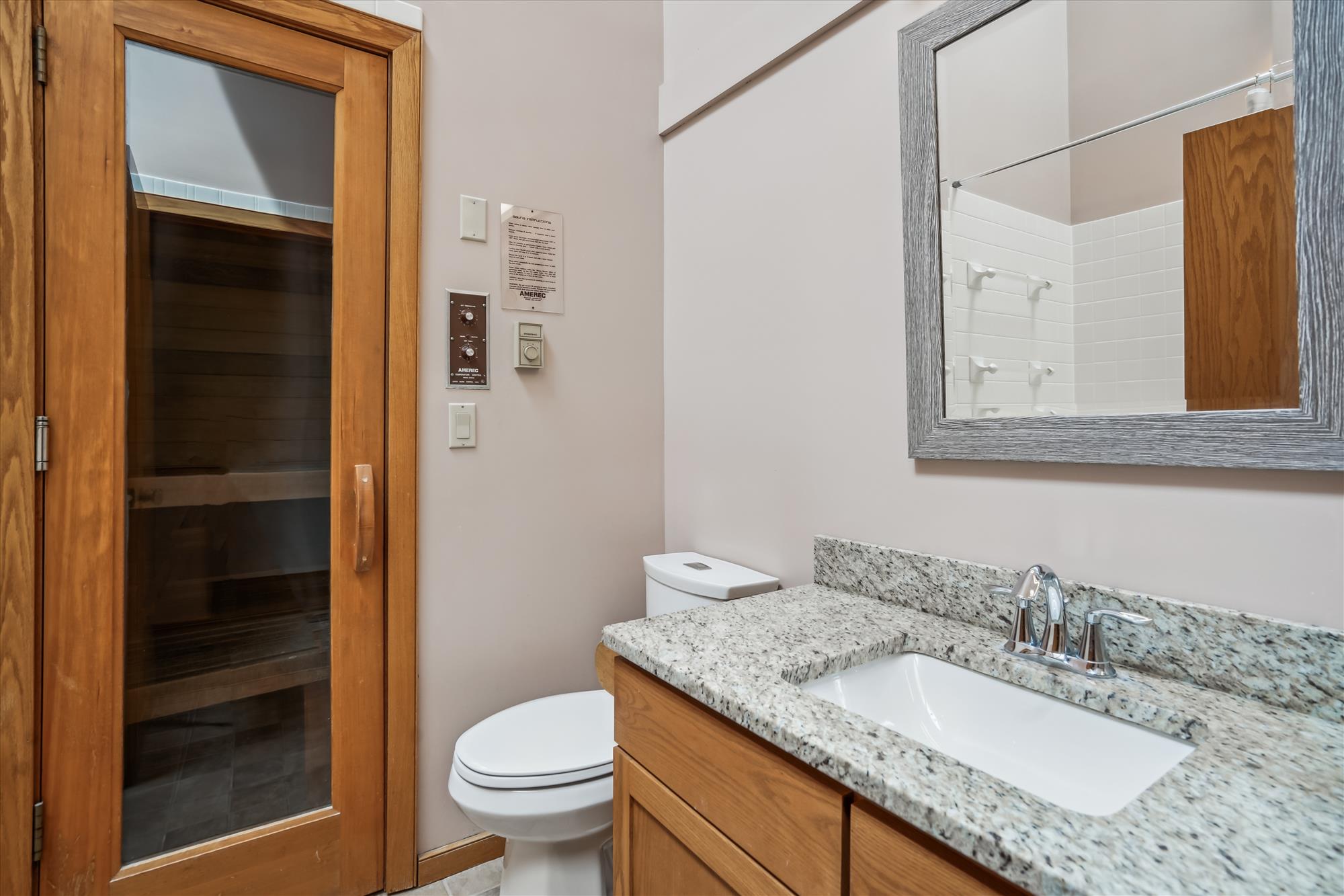 Updated Bathroom with Private Sauna Access