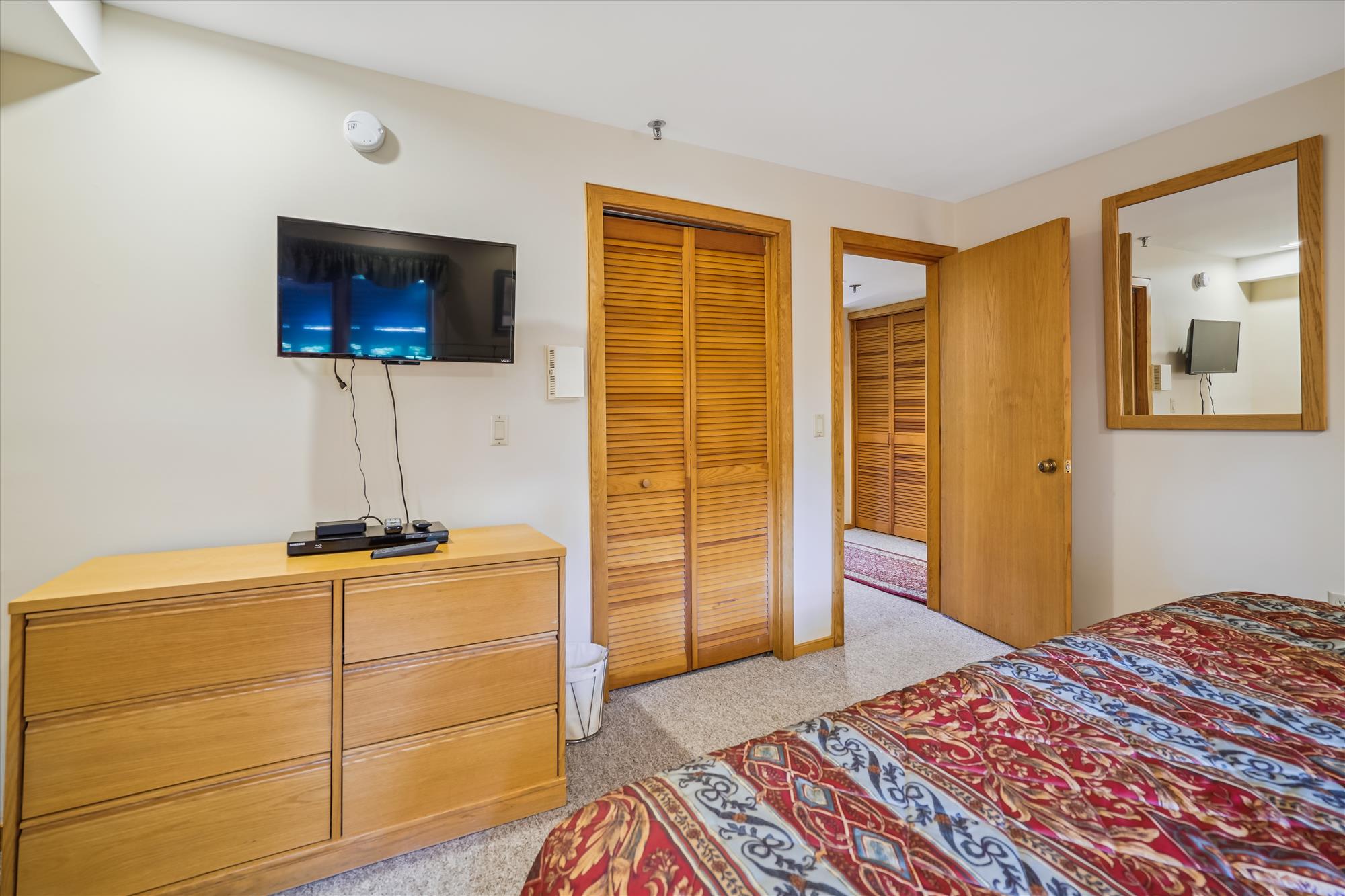 Bedroom with TV and Storage