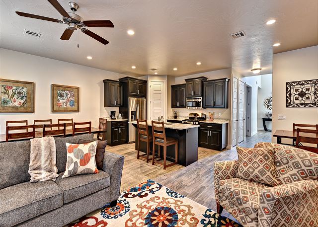 The Living Room is conveniently located adjacent to the Kitchen and Dining Table and is a great place for entertaining guests during downtime.