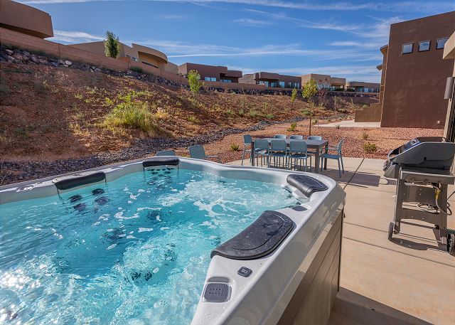 Relax in your own private spacious hot tub located on the back patio. 