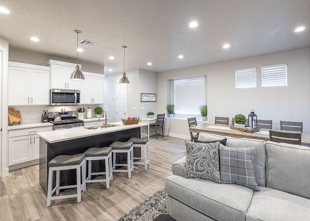 The Kitchen Island comfortably seats 4 adults and creates a great space for serving and preparing meals. 