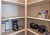 This pantry shows the appliances available for your use when you stay with us. 