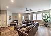 The lower level family room has access to the outside back patio.
