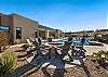 Stay warm next to the fire-pit and relax while watching the sunset over the red mountains.
