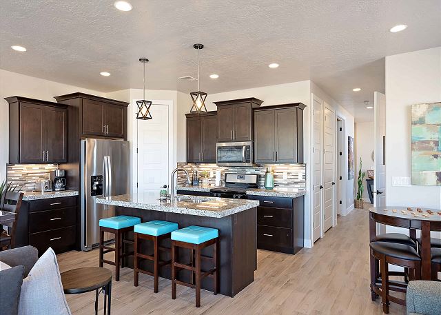 The Kitchen Island comfortably seats 3 adults and creates a great space for serving and preparing meals. 