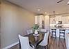 Dining table and kitchen island. 