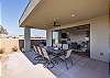The Back Patio includes a BBQ grill and is protected from surroundings by a privacy wall