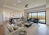 The living room has a beautiful view of The Ledges Golf Course.