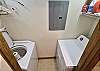 Offers a full size Washer/Dryer