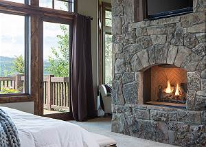 Master Bedroom - Fireplace and Deck Doors 