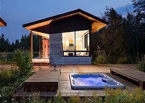 Exterior - Guest House and Hot Tub at Night 