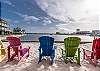 The adirondack chairs that adorn the bulkhead are a perfect spot for having a seat and sticking your toes in the sand. You can even choose which color you like the best, however I must tell you they all sit the same...Comfortable!