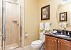 This private bathroom features a shower, single vanity, and is fully stocked with linens for your stay.