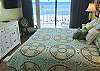 The Gulf Front bedroom offers king bedding and endless views of the Gulf of Mexico