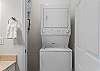 The guest bathroom is also home to a stack washer/dryer for you to use during your stay. Conveniently tucked away in the guest bathroom closet and out of sight.